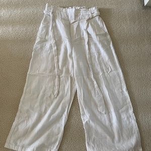 Flowy White Linen Pants